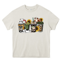 Cream Cowhide coffee cups Heavy Core Tee - HowdyJamesFarm