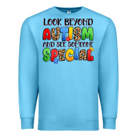 Ocean Blue look beyond autism and see someone special Premium Sweatshirt - JahusDesignShop
