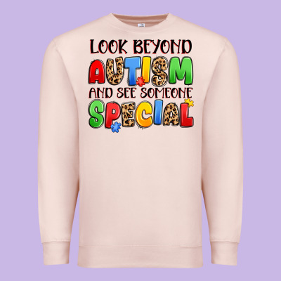 Look Beyond Autism And See Someone Special Premium Sweatshirt Designed By Jahusdesignshop