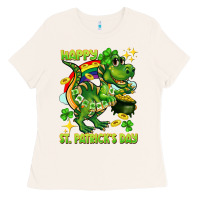 Bone Happy St. Patrick's Day T-rex Ladies Tee - CowGirlArtShop