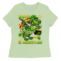 Matcha Happy St. Patrick's Day T-rex Ladies Tee - CowGirlArtShop
