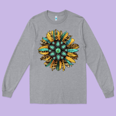 Gemstone Sunflower Long Sleeve Tee Designed By Ranaportraitstore