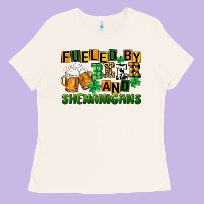 Fueled By Beer And Shenanigans Ladies Tee Designed By Cowgirlartshop
