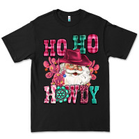 Black ho ho howdy santa pink christmas Premium Tee - CowGirlArtShop