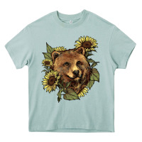Arona Bear head sunflower Heavy Core Tee - HowdyJamesFarm