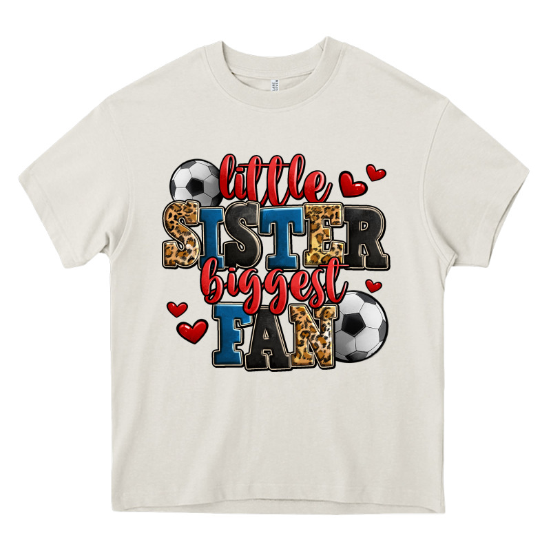 Little Sister Biggest Fan Soccer Heavy Core Tee by Jasminsmagicworld | Teevron