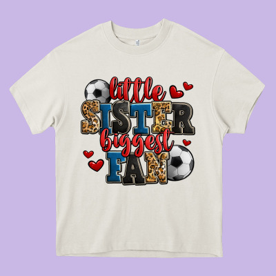 Little Sister Biggest Fan Soccer Heavy Core Tee Designed By Jasminsmagicworld