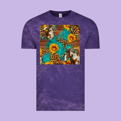 Western Horse And Sunflower Seamless Pattern Vintage Tee Designed By Fadigitalartstudio