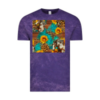 Cloud Purple western horse and sunflower seamless pattern Vintage Tee - FaDigitalArtStudio