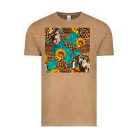 Vintage Camel western horse and sunflower seamless pattern Vintage Tee - FaDigitalArtStudio