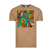 Vintage Coffee western horse and sunflower seamless pattern Vintage Tee - FaDigitalArtStudio