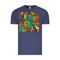 Vintage Denim western horse and sunflower seamless pattern Vintage Tee - FaDigitalArtStudio