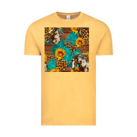 Vintage Mustard western horse and sunflower seamless pattern Vintage Tee - FaDigitalArtStudio
