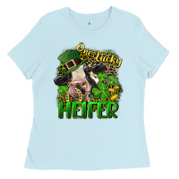 Baby Blue One lucky Heifer Ladies Tee - CowGirlArtShop