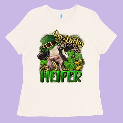 One Lucky Heifer Ladies Tee Designed By Cowgirlartshop