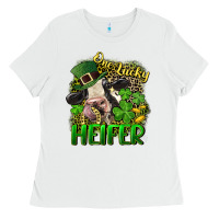 White One lucky Heifer Ladies Tee - CowGirlArtShop