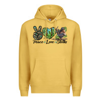 Antique Gold Peace Love Sloths Premium Hoodie - LillyAllenDesigns