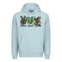 Blue Mist Peace Love Sloths Premium Hoodie - LillyAllenDesigns