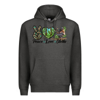 Charcoal Heather Peace Love Sloths Premium Hoodie - LillyAllenDesigns