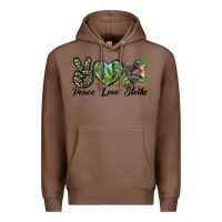 Chestnut Peace Love Sloths Premium Hoodie - LillyAllenDesigns