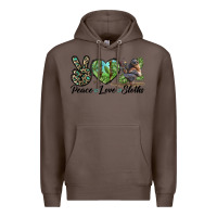 Coffee Peace Love Sloths Premium Hoodie - LillyAllenDesigns