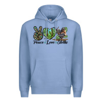 Colony Blue Peace Love Sloths Premium Hoodie - LillyAllenDesigns