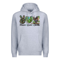 Heather Grey Peace Love Sloths Premium Hoodie - LillyAllenDesigns