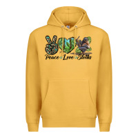 Mustard Peace Love Sloths Premium Hoodie - LillyAllenDesigns