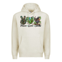 Oatmeal Heather Peace Love Sloths Premium Hoodie - LillyAllenDesigns