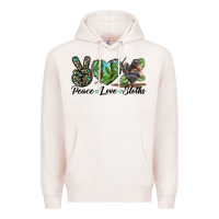 Pale Pink Peace Love Sloths Premium Hoodie - LillyAllenDesigns