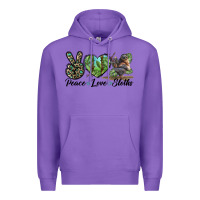 Purple Peace Love Sloths Premium Hoodie - LillyAllenDesigns
