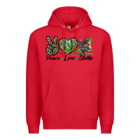 Red Peace Love Sloths Premium Hoodie - LillyAllenDesigns