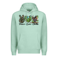 Seafoam Peace Love Sloths Premium Hoodie - LillyAllenDesigns
