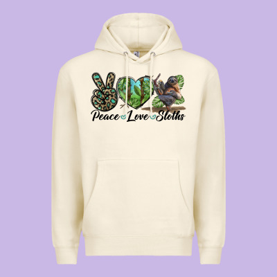 Peace Love Sloths Premium Hoodie Designed By Lillyallendesigns