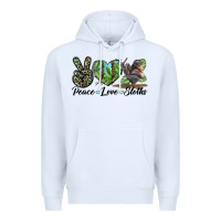White Peace Love Sloths Premium Hoodie - LillyAllenDesigns