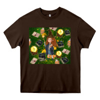 Chocolate Brown wizard girl with magic Heavy Core Tee - TumblerDesignByShophia