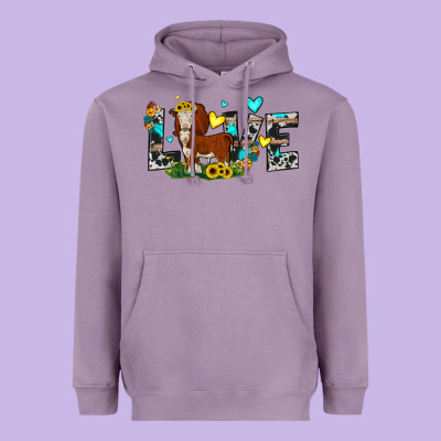 Love Western Cow Heavyweight Hoodie Designed By Jahusdesignshop