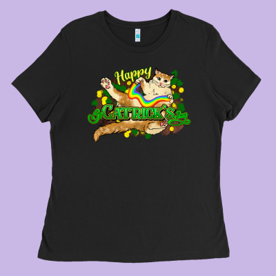St. Patrick's Day Cat Ladies Tee Designed By Howdyjamesfarm
