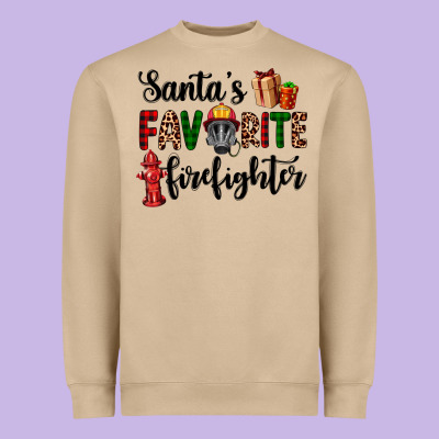 Santa's Favorite Firefighter Heavyweight Sweatshirt Designed By Adodesignshop