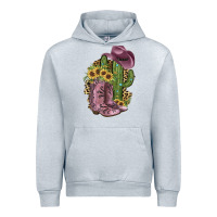 Heather Grey Pink Cowboy Boots Urban Hoodie - JahusDesignShop