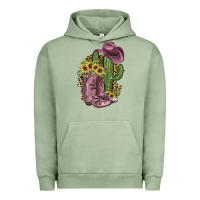 Pigment Oil Green Pink Cowboy Boots Urban Hoodie - JahusDesignShop