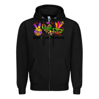 Black peace love  mardi gras Zipper Hoodie - AdoDesignShop