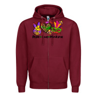 Burgundy peace love  mardi gras Zipper Hoodie - AdoDesignShop