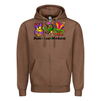 Chestnut peace love  mardi gras Zipper Hoodie - AdoDesignShop