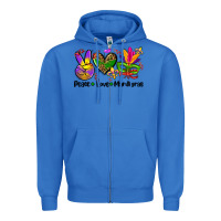 True Royal peace love  mardi gras Zipper Hoodie - AdoDesignShop