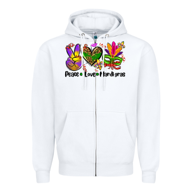 Peace Love  Mardi Gras Zipper Hoodie by AdoDesignShop | Teevron