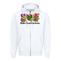 White peace love  mardi gras Zipper Hoodie - AdoDesignShop