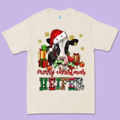 Merry Christmas Heifer Cow Premium Tee Designed By Cowgirlartshop