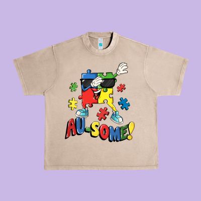 Au-some! Autism Puzzle Dabbing Urban Heavy Tee Designed By Fadigitalartstudio