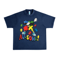 Navy Au-some! Autism puzzle dabbing Urban Heavy Tee - FaDigitalArtStudio